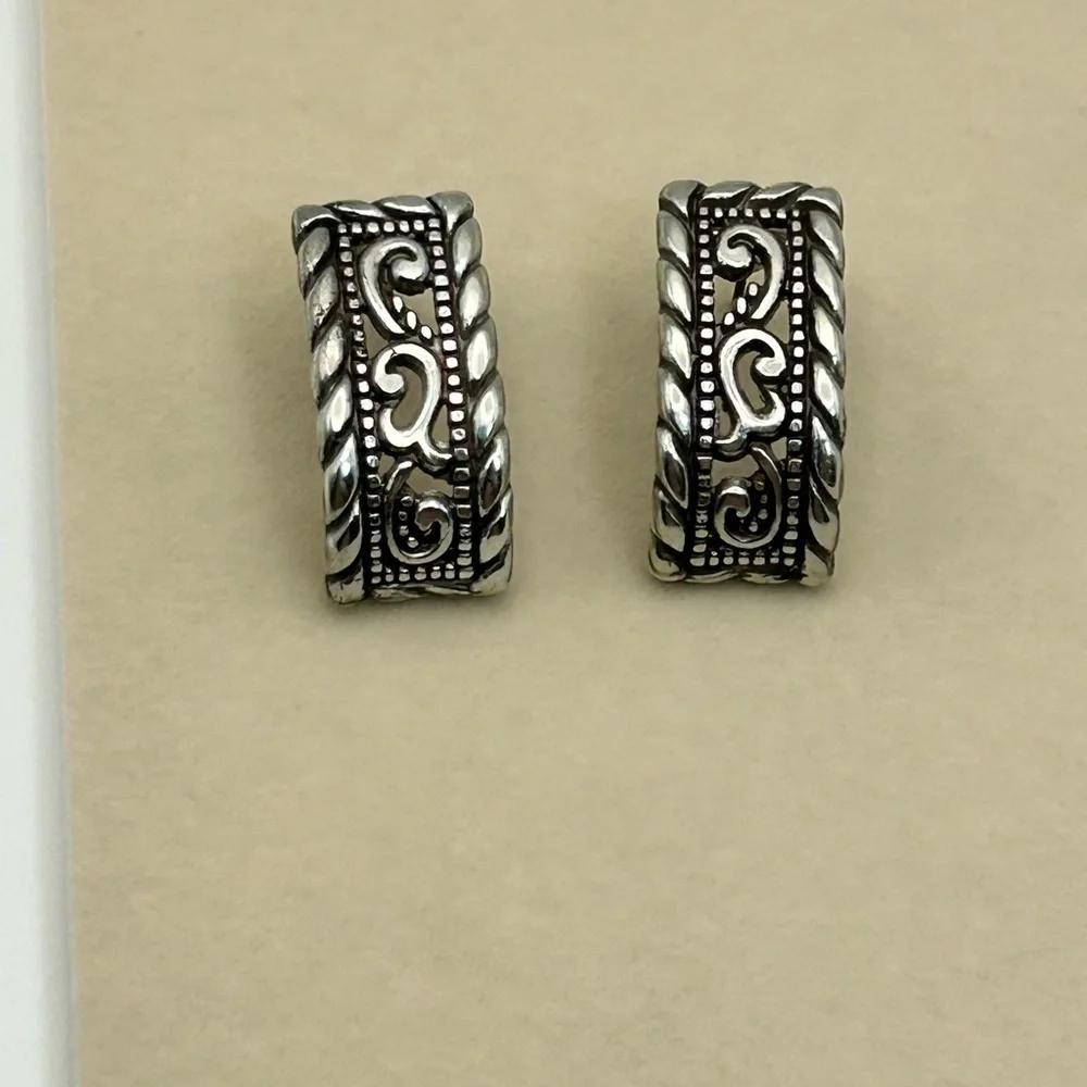 Brighton Jewelry Vintage Post Earrings Curved Studs Silver Plated No Backs - Picture 1 of 9